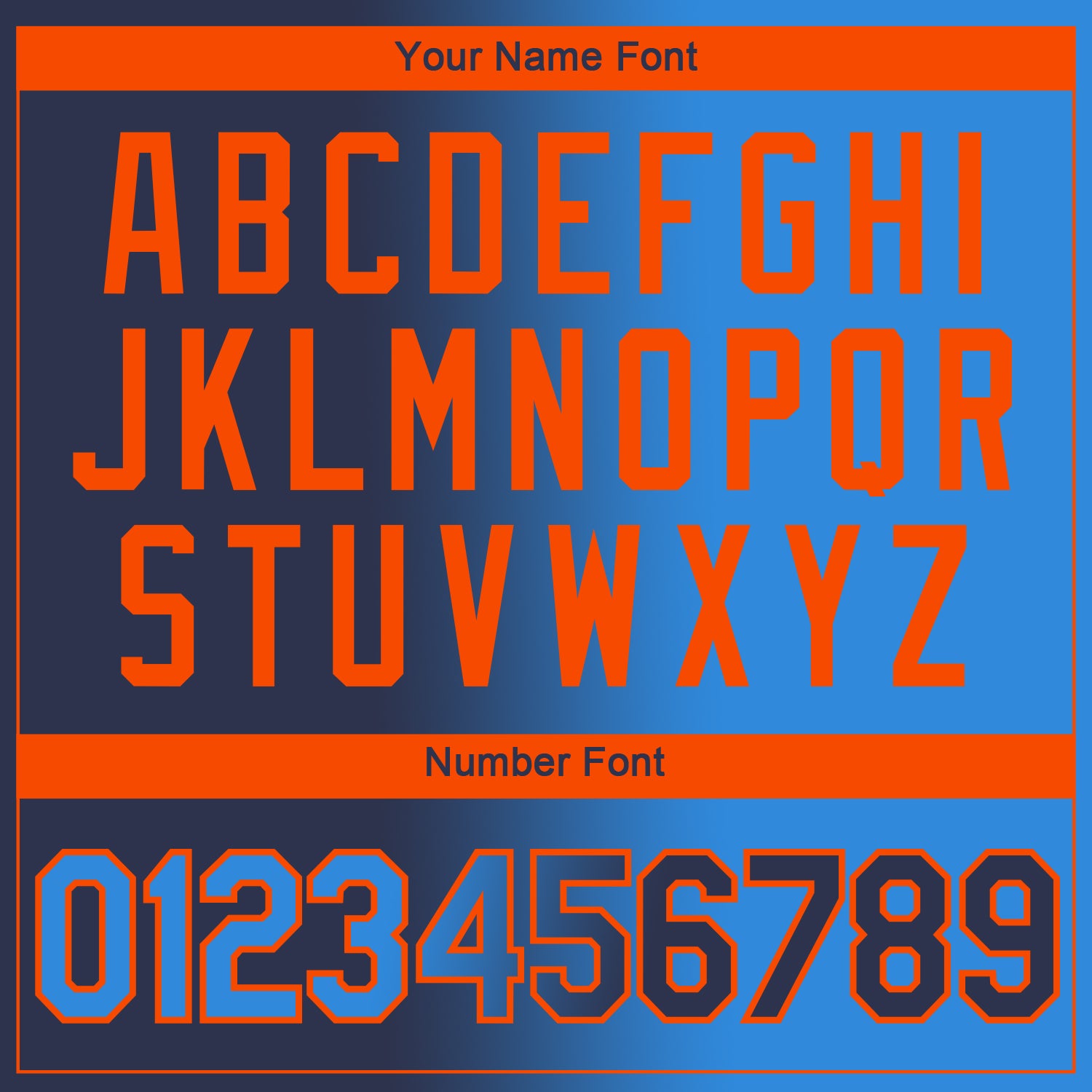 Custom Navy Powder Blue-Orange Gradient Fashion Performance T-Shirt