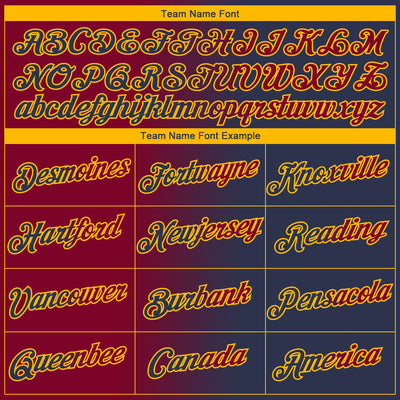 Custom Navy Maroon-Gold Gradient Fashion Performance T-Shirt