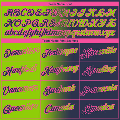 Custom Navy Neon Green-Pink Gradient Fashion Performance T-Shirt