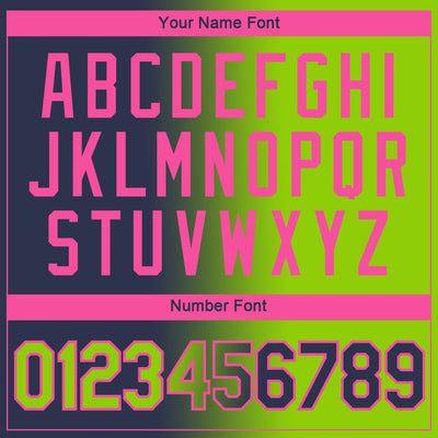 Custom Navy Neon Green-Pink Gradient Fashion Performance T-Shirt