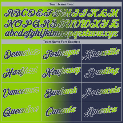 Custom Navy Neon Green-Gray Gradient Fashion Performance T-Shirt
