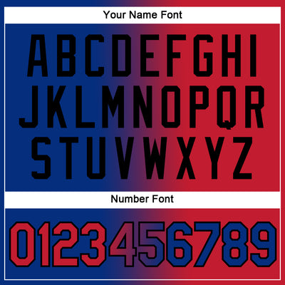 Custom Royal Red-Black Gradient Fashion Performance T-Shirt