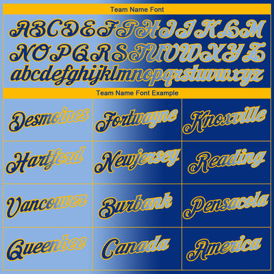 Custom Royal Light Blue-Gold Gradient Fashion Performance T-Shirt