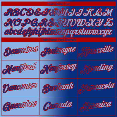 Custom Royal Light Blue-Red Gradient Fashion Performance T-Shirt