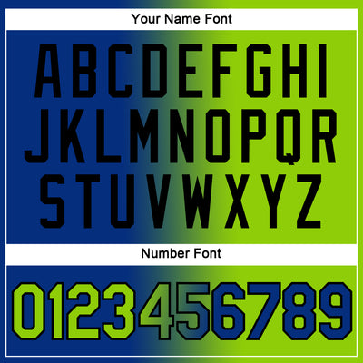 Custom Royal Neon Green-Black Gradient Fashion Performance T-Shirt