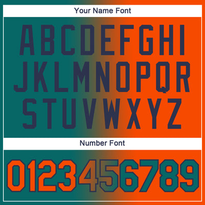 Custom Teal Orange-Navy Gradient Fashion Performance T-Shirt