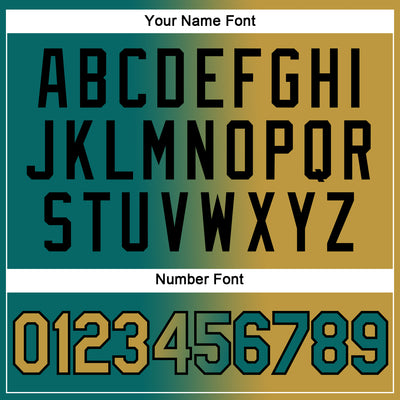 Custom Teal Old Gold-Black Gradient Fashion Performance T-Shirt