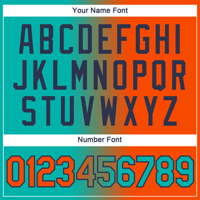 Custom Aqua Orange-Navy Gradient Fashion Performance T-Shirt