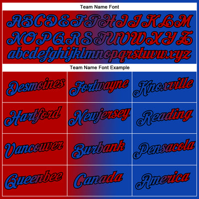 Custom Thunder Blue Red-Black Gradient Fashion Performance T-Shirt