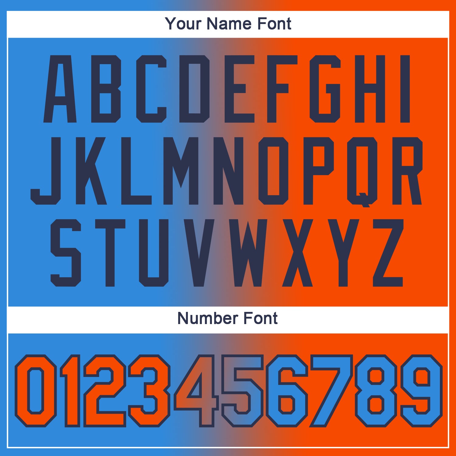 Custom Powder Blue Orange-Navy Gradient Fashion Performance T-Shirt