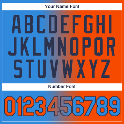 Custom Powder Blue Orange-Navy Gradient Fashion Performance T-Shirt