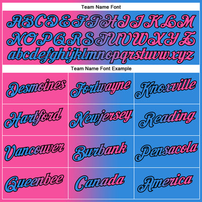 Custom Powder Blue Pink-Black Gradient Fashion Performance T-Shirt