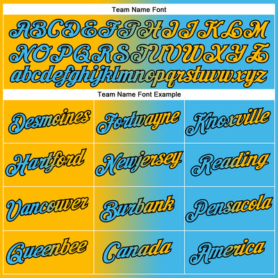 Custom Sky Blue Gold-Black Gradient Fashion Performance T-Shirt