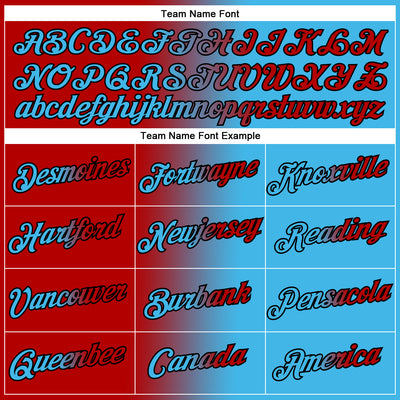Custom Sky Blue Red-Black Gradient Fashion Performance T-Shirt