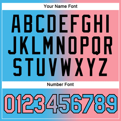 Custom Sky Blue Medium Pink-Black Gradient Fashion Performance T-Shirt