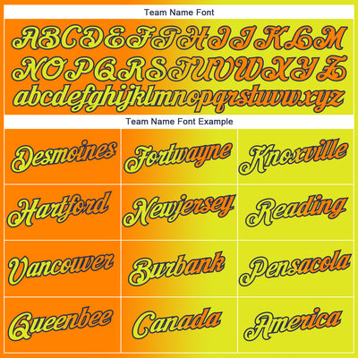 Custom Neon Yellow Bay Orange-Navy Gradient Fashion Performance T-Shirt