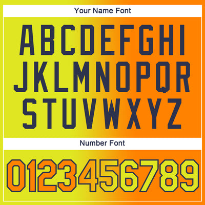 Custom Neon Yellow Bay Orange-Navy Gradient Fashion Performance T-Shirt