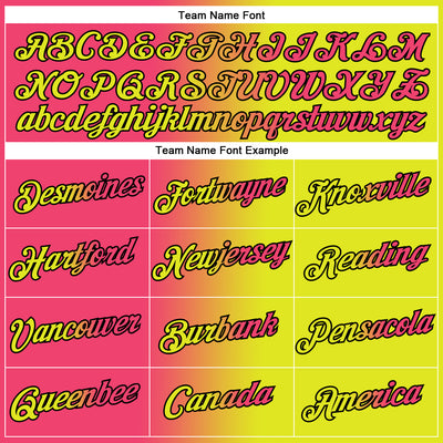 Custom Neon Yellow Neon Pink-Black Gradient Fashion Performance T-Shirt