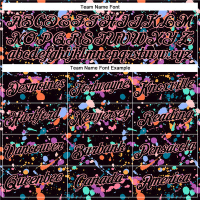 Custom Graffiti Pattern Black-Medium Pink 3D Expressive Splatter Performance T-Shirt