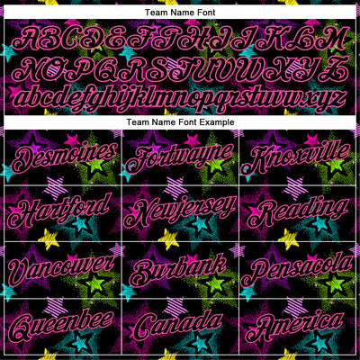 Custom Graffiti Pattern Black-Pink 3D Creative Colorful Stars Performance T-Shirt