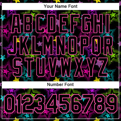 Custom Graffiti Pattern Black-Pink 3D Creative Colorful Stars Performance T-Shirt