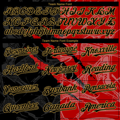 Custom Graffiti Pattern Black Red-Old Gold 3D Scratch Authentic Baseball Jersey