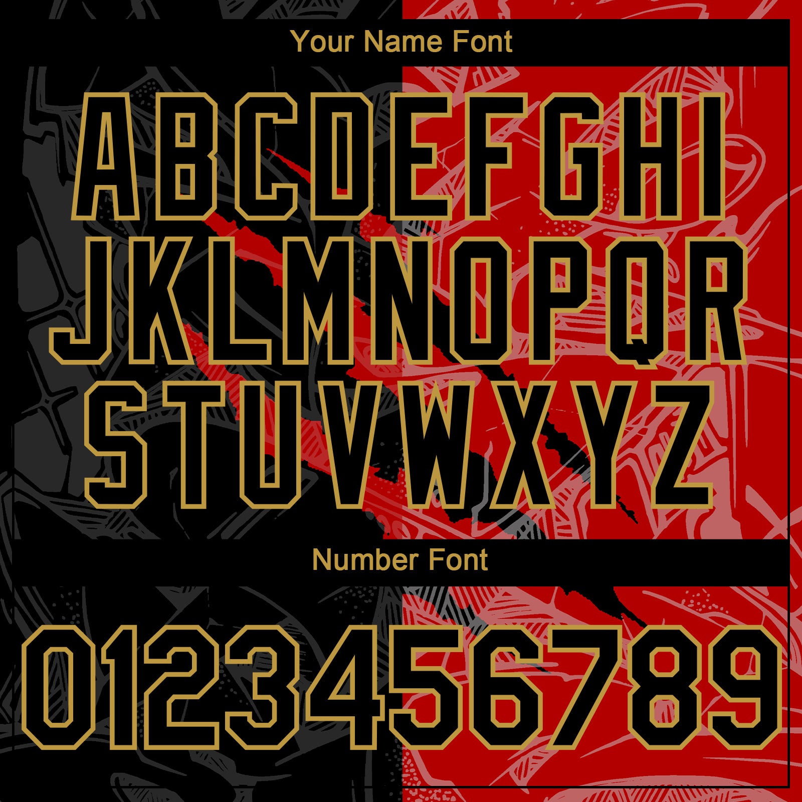 Custom Graffiti Pattern Black Red-Old Gold 3D Scratch Authentic Baseball Jersey