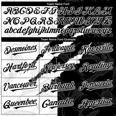 Custom Graffiti Pattern Black-White 3D Scratch Authentic Baseball Jersey