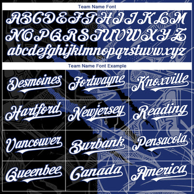 Custom Graffiti Pattern White Black-Royal 3D Scratch Authentic Baseball Jersey