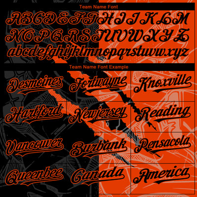 Custom Graffiti Pattern Black-Orange 3D Scratch Authentic Baseball Jersey