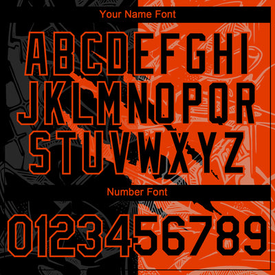 Custom Graffiti Pattern Black-Orange 3D Scratch Authentic Baseball Jersey