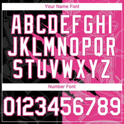 Custom Graffiti Pattern White Black-Pink 3D Scratch Authentic Baseball Jersey