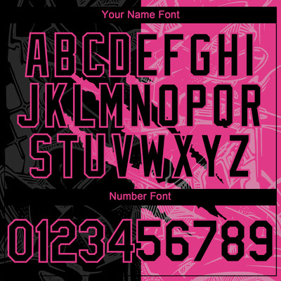 Custom Graffiti Pattern Black-Pink 3D Scratch Authentic Baseball Jersey