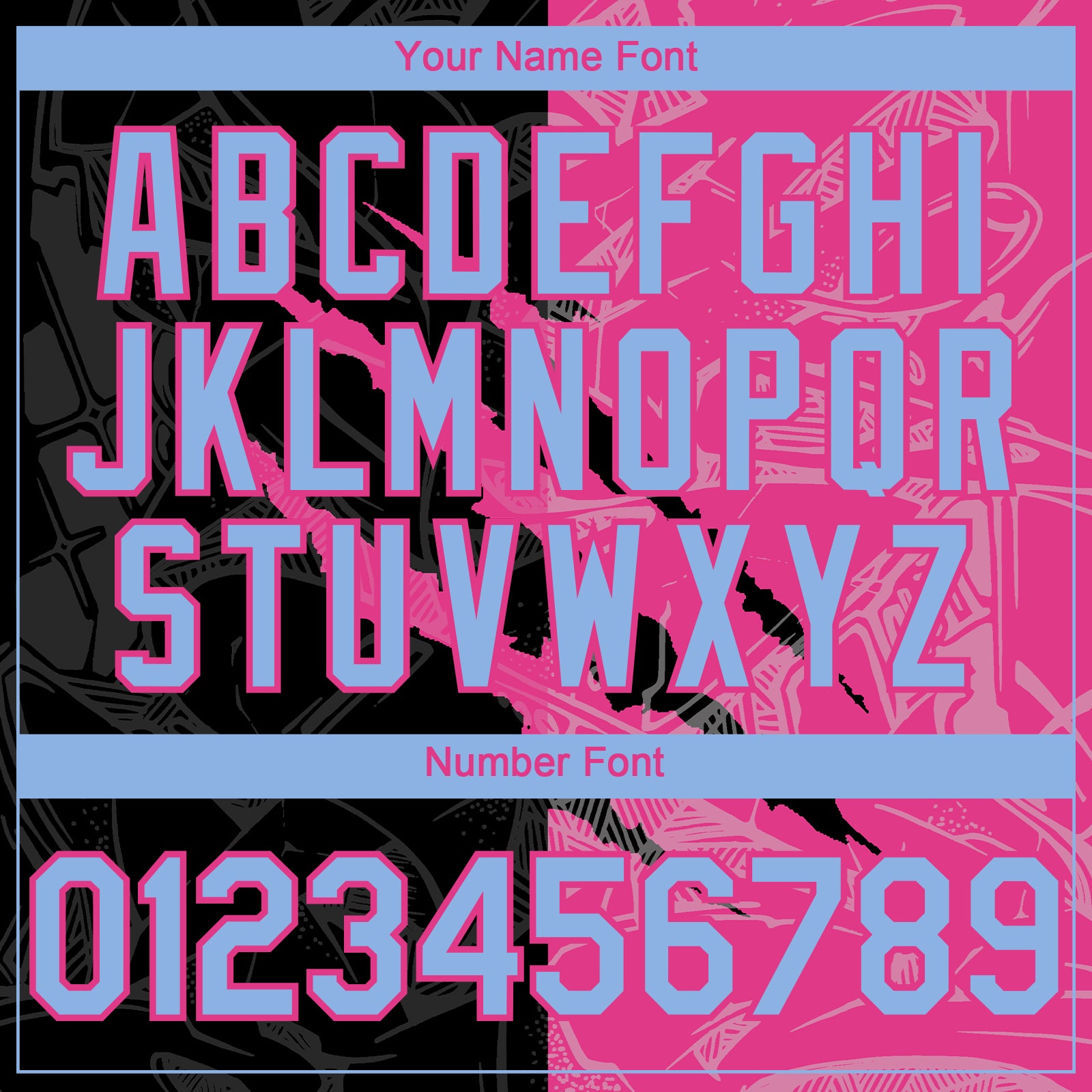 Custom Graffiti Pattern Light Blue Black-Pink 3D Scratch Authentic Baseball Jersey