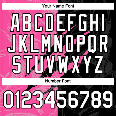 Custom Graffiti Pattern White Black-Pink 3D Scratch Authentic Baseball Jersey