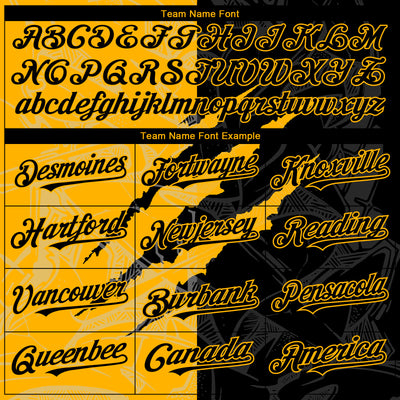 Custom Graffiti Pattern Black-Gold 3D Scratch Authentic Baseball Jersey