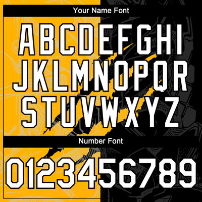 Custom Graffiti Pattern White Black-Gold 3D Scratch Authentic Baseball Jersey