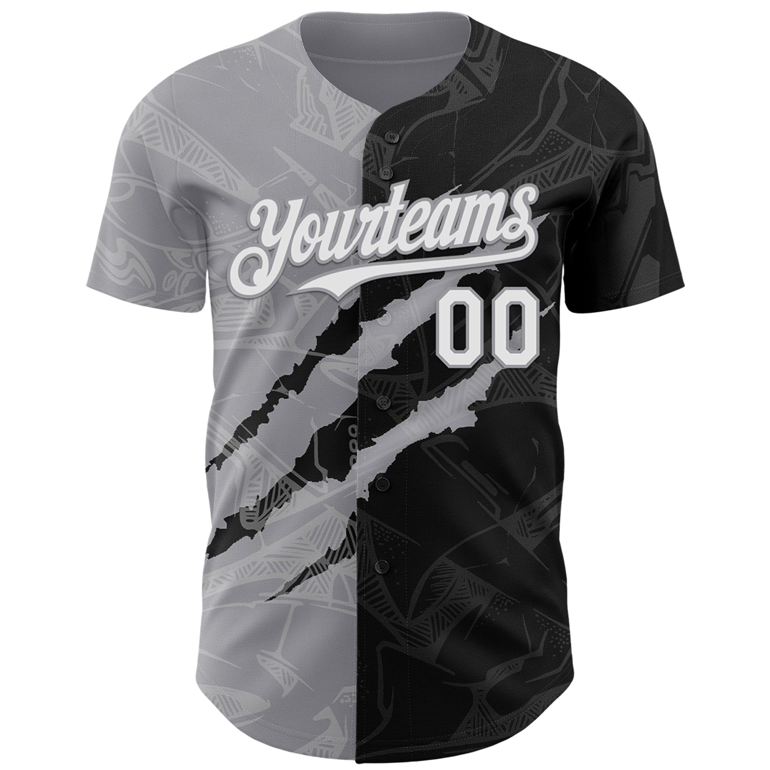 Custom Graffiti Pattern White Black-Gray 3D Scratch Authentic Baseball Jersey