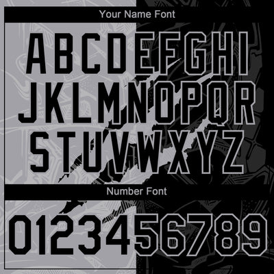 Custom Graffiti Pattern Black-Gray 3D Scratch Authentic Baseball Jersey