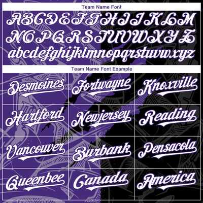 Custom Graffiti Pattern White Black-Purple 3D Scratch Authentic Baseball Jersey