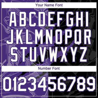 Custom Graffiti Pattern White Black-Purple 3D Scratch Authentic Baseball Jersey