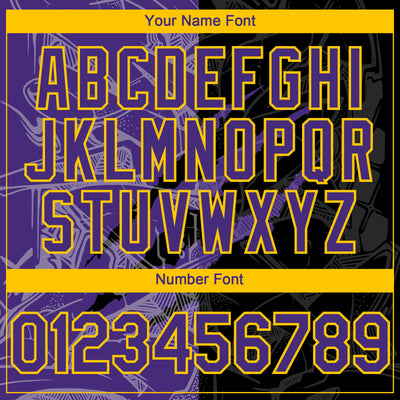 Custom Graffiti Pattern Purple Black-Yellow 3D Scratch Authentic Baseball Jersey