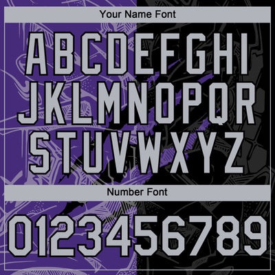 Custom Graffiti Pattern Gray Black-Purple 3D Scratch Authentic Baseball Jersey