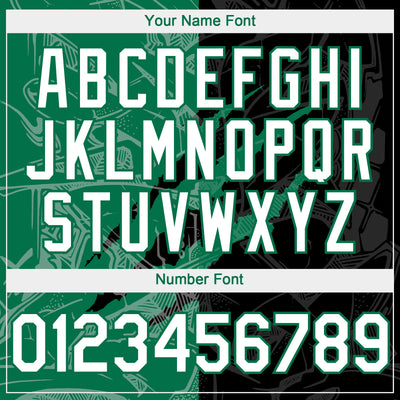 Custom Graffiti Pattern White Black-Kelly Green 3D Scratch Authentic Baseball Jersey