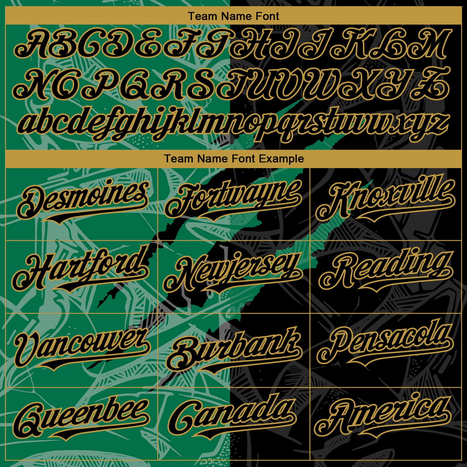 Custom Graffiti Pattern Black Kelly Green-Old Gold 3D Scratch Authentic Baseball Jersey