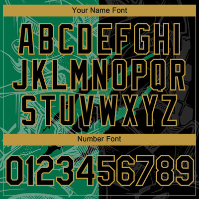 Custom Graffiti Pattern Black Kelly Green-Old Gold 3D Scratch Authentic Baseball Jersey