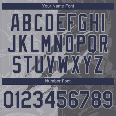 Custom Graffiti Pattern Navy Steel Gray-Gray 3D Scratch Authentic Baseball Jersey