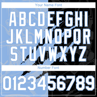 Custom Graffiti Pattern White Black-Light Blue 3D Scratch Authentic Baseball Jersey