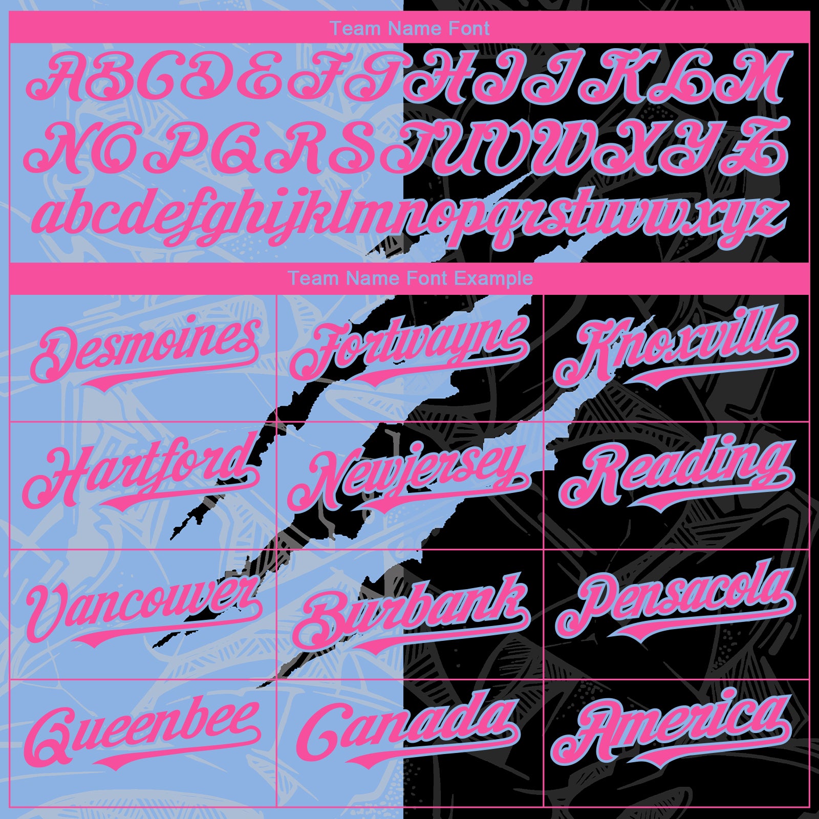 Custom Graffiti Pattern Pink Black-Light Blue 3D Scratch Authentic Baseball Jersey