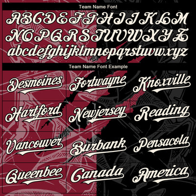 Custom Graffiti Pattern Cream Black-Crimson 3D Scratch Authentic Baseball Jersey